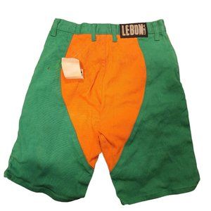 Vintage LeBon Le Bon Denim Jean Shorts 80s Green Orange High Waist Deadstock